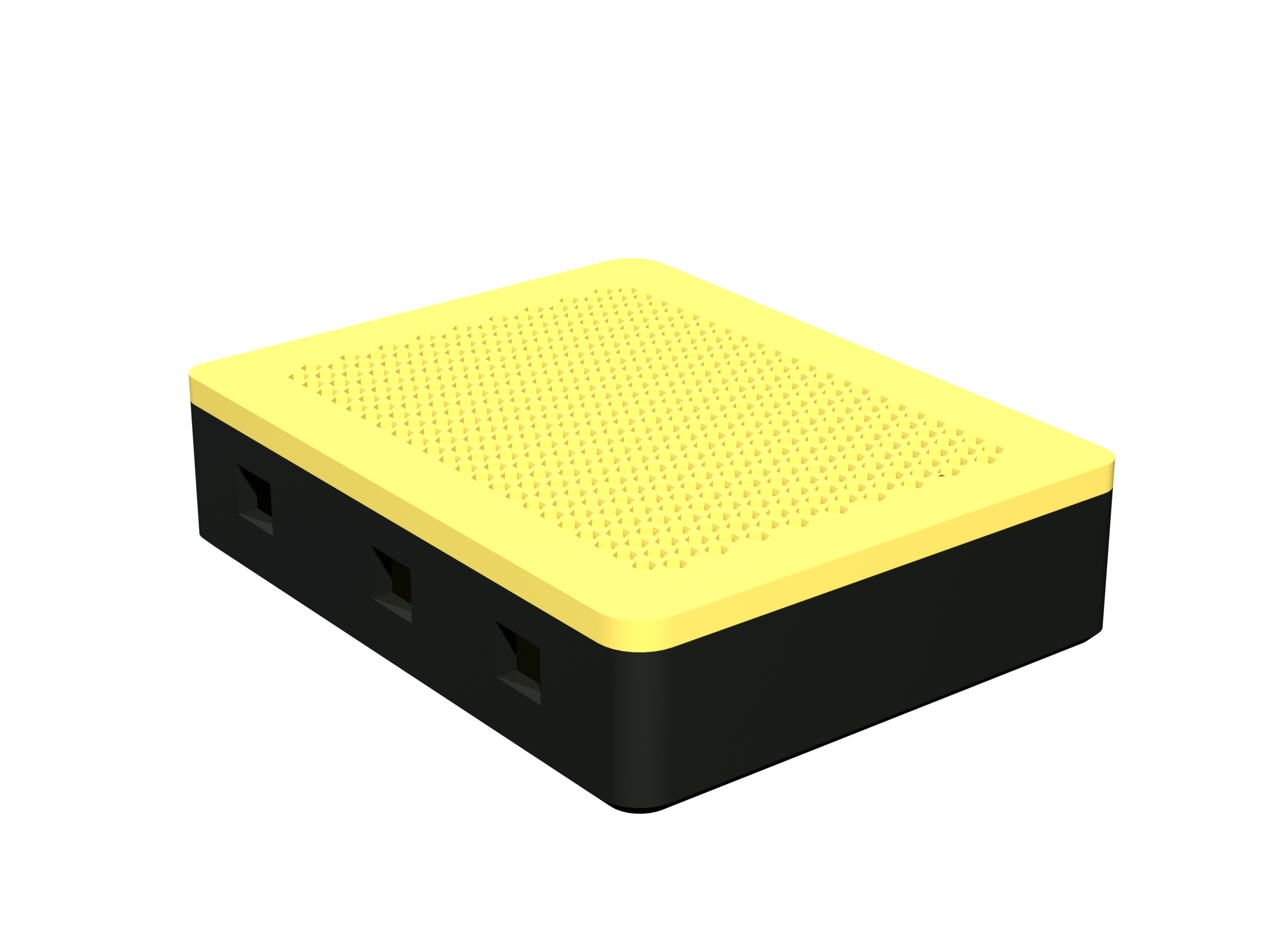 BudMaster Nexus hub — yellow leaf-shaped enclosure, 3 grommets on front edge